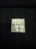 Lalique Masque de Femme Crystal & Sterling Silver Brooch