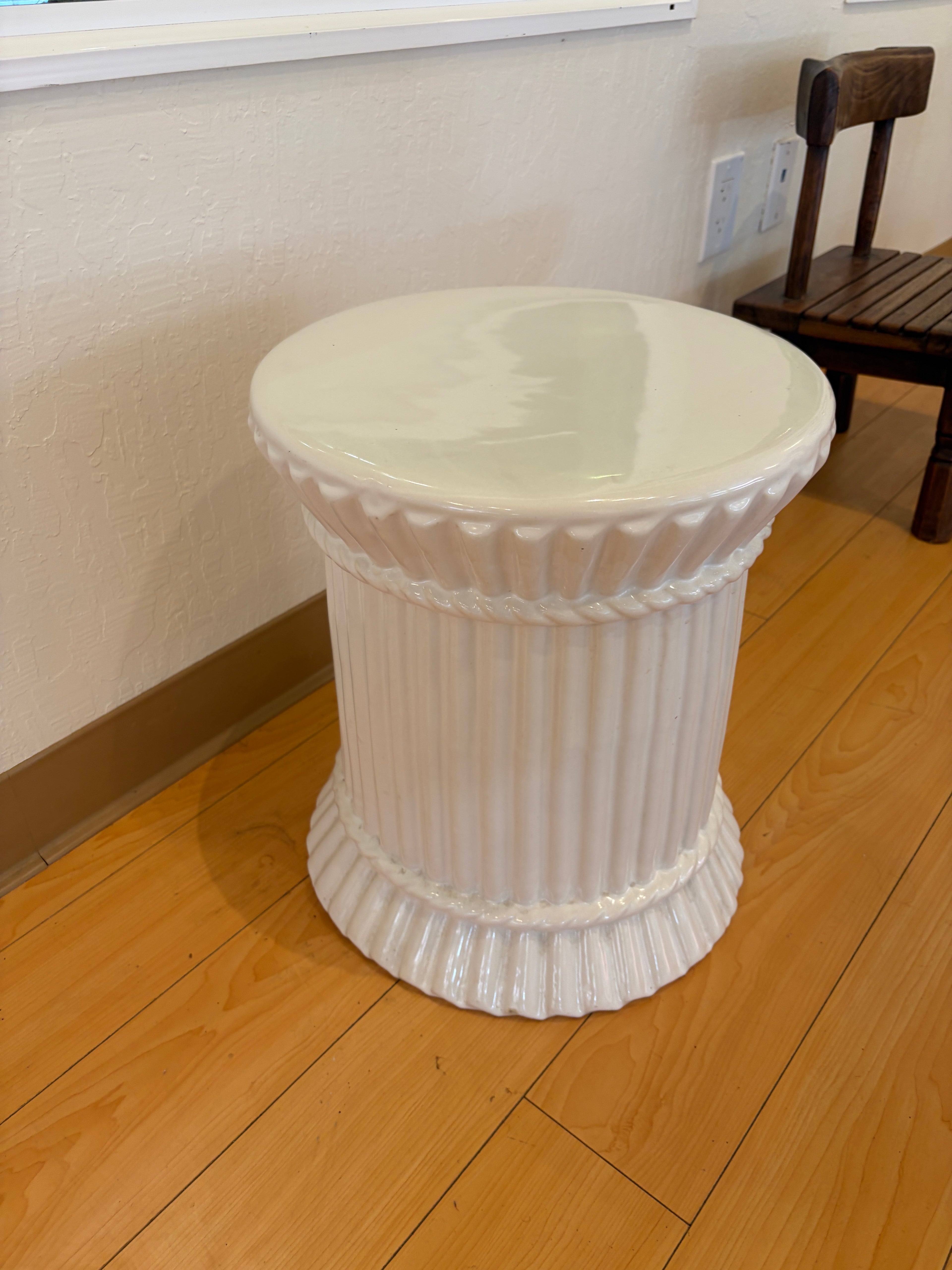 White Glazed Ceramic Garden Seat